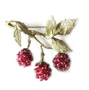 Raspberry Garnet Brooch