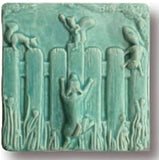 Dogs on Fence Art Tile