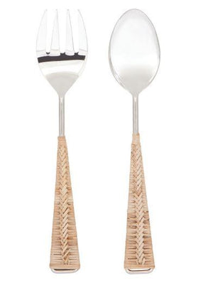 Glossy Rattan Salad Servers