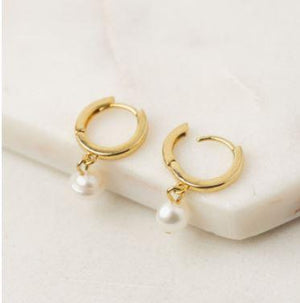 Amari Pearl Gold Hoop Earrings