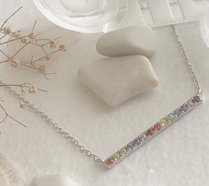 Silver Rainbow Crystal Necklace