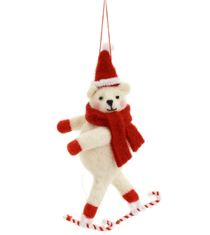 Candy Cane Skating Polar Bear Ornament