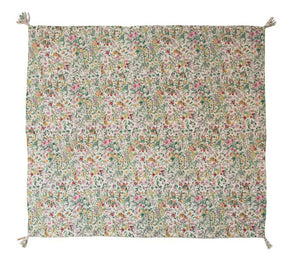 Kantha Floral Pattern Quilted Throw