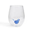 Blue Bird Stemless Wine Glass