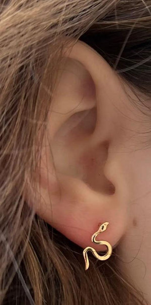 Snake Gold Stud Earrings