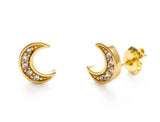 Crystal Crescent Moon Studs