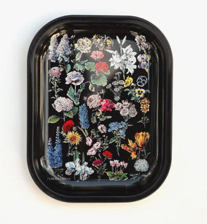 Black Fleurs Metal Tray