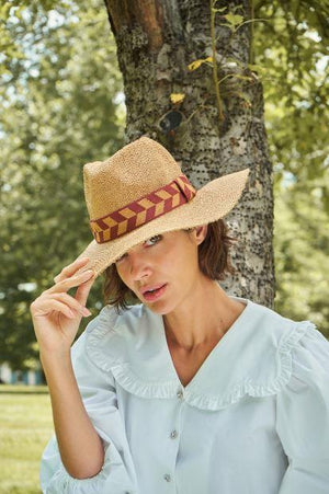 Natasha Hat Terracotta Chevron Band