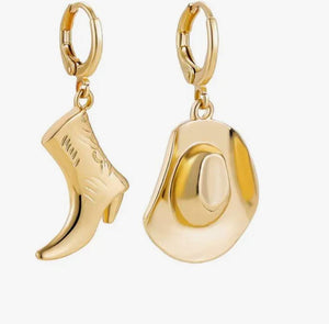 Golden Hat & Boots Earrings