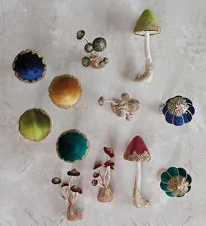 Velvet Mushroom Holiday Decor