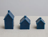 Tall Blue House Shaped Candle