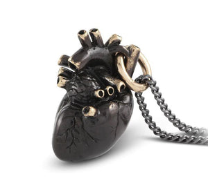 Black Anatomical Heart Necklace