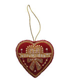 Velvet Beaded Heart Ornament