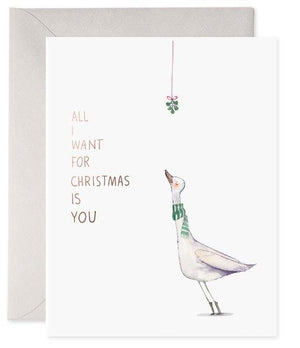 Kiss Me Goose Christmas Card