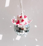 Hearts Cowboy Hat Disco Ornament