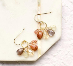 Peach Cluster Earrings