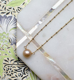 Champagne Pearl & Gold Necklace