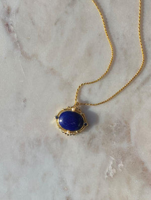 Royal Lapis Lazuli Oval Pendant Necklace