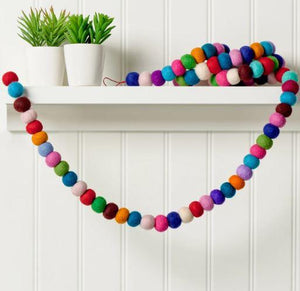 Rainbow Felt Ball Garland