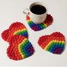 Rainbow Pompom Heart Coaster