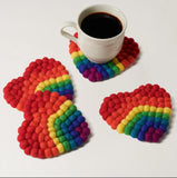 Rainbow Pompom Heart Coaster