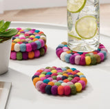 Rainbow Pompom Coaster