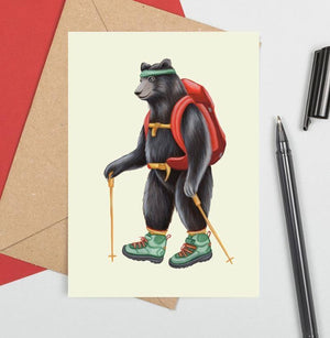 Hiking Bear Greeting Card