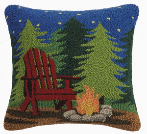 Campfire Wool Hooked Pillow