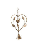 Metal Heart with Birds and Bell Hanging Decor