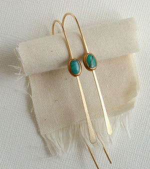 Turquoise Cabochon Threader Earrings