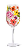 Bold Floral Wine Glass