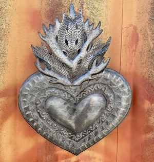 Flaming Sacred Heart Metal Wall Decor