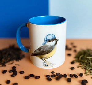 Chickadee in Hat and Shoes Mug