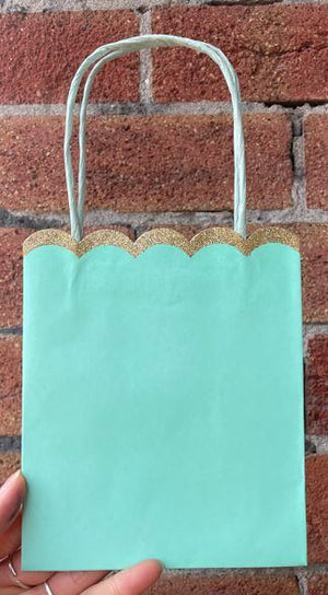 Small Mint Green Gift Bag with Glitter