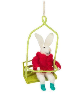 Bunny on Chairlift Ornament