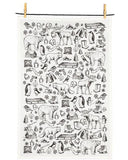 Winter Animals Sketch Tea Towel