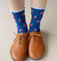 Retro Blue Strawberry Womens Socks