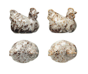 Stoneware Hen Shaped Salt & Pepper Shakers