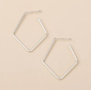 Silver Diamond Hoop Earrings