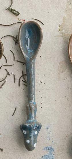 Blue Mushroom Ceramic Spoon