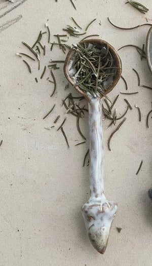 White Mushroom Ceramic Spoon