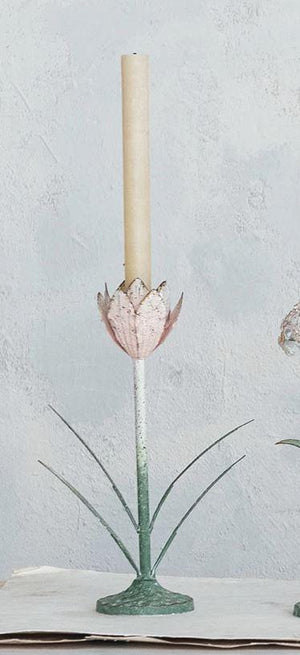 Pink Petal Metal Candle Holder