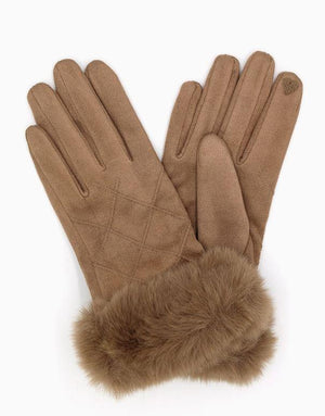 Taupe Faux Fur suede Gloves