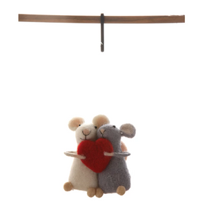 Mice with Red Heart Ornament