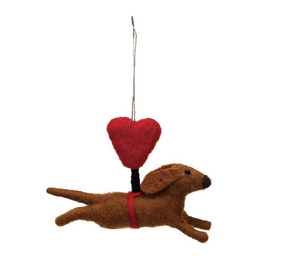 Dog with Heart Ornament