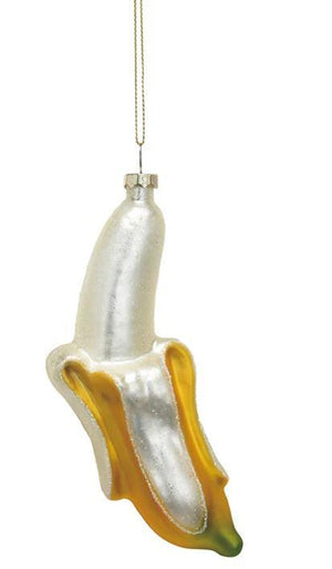 Peeled Banana glass ornament