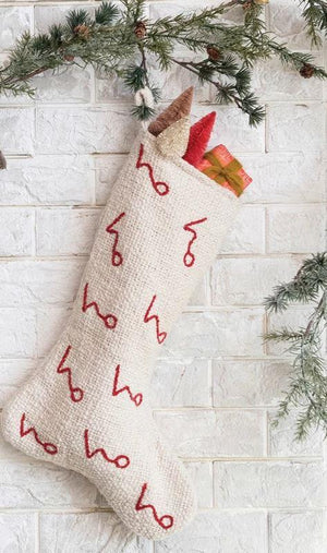 Woven Cotton Embroidered HoHoHo Stocking