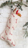 Woven Cotton Embroidered HoHoHo Stocking