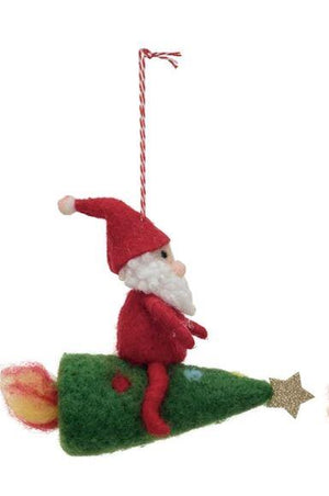 Felt Santa riding Christmas Tree Ornament