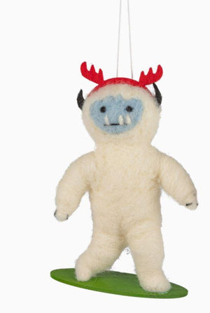 Snowboarding Yeti Ornament